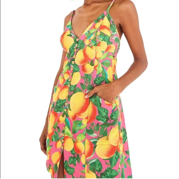 ❌ SOLD! FARM Rio Orange Sunset Midi Dress - Picture 7 of 8